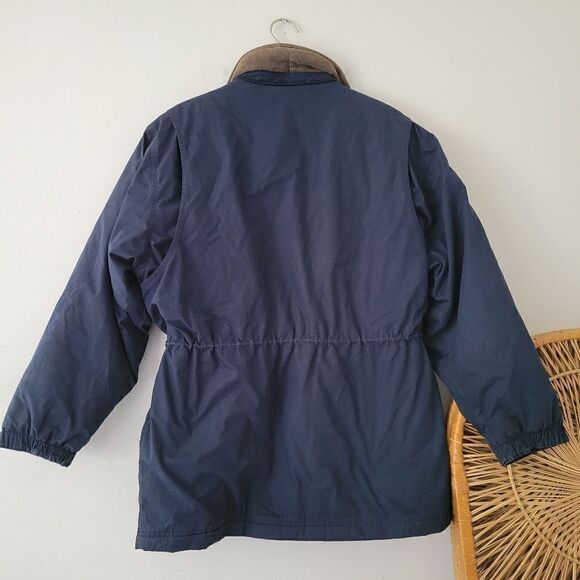 London Fog Navy Blue Coat Corduroy Collar Fleece Medium - Picture 9 of 11